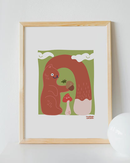 Alphabet Letter Posters for Babies: Squirrel shaped letter "A''