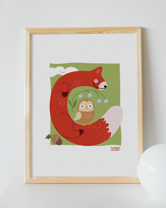 Alphabet Letter Poster for Babies: Fox shaped letter "C"