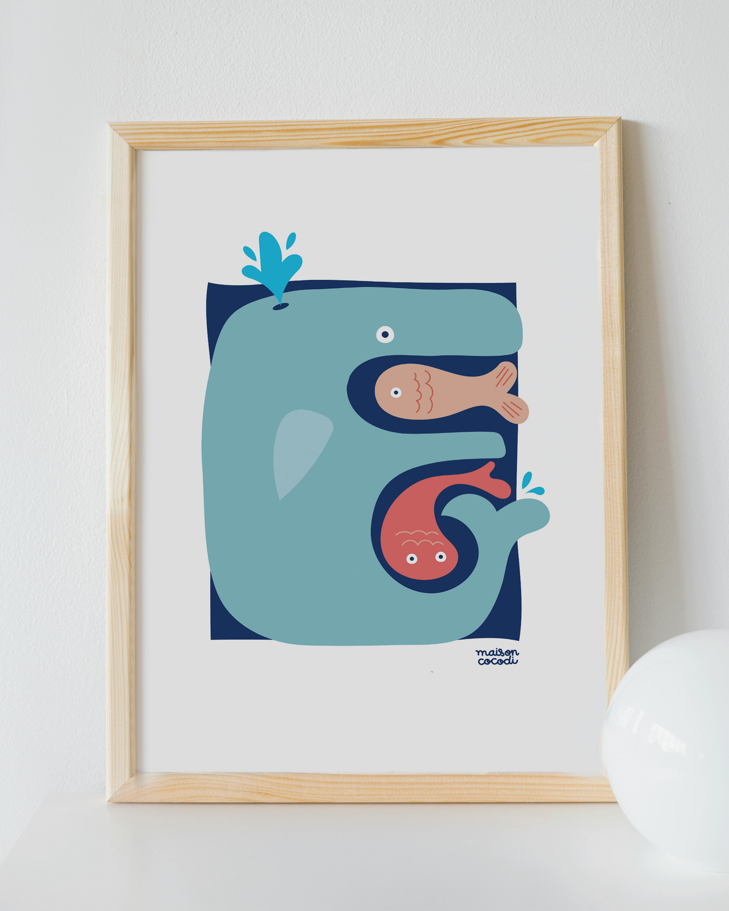 Alphabet Letter Poster for Babies: Whale shaped letter "E"