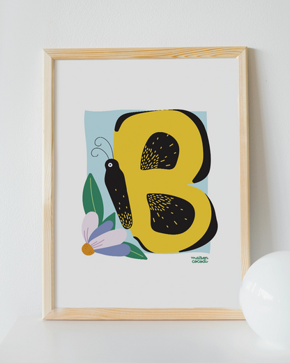 Alphabet Letter Poster for Babies: Butterfly shaped letter "B" close view