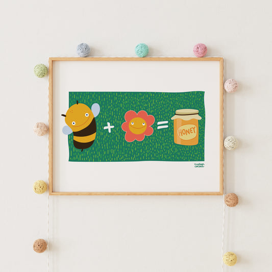 Fun Maths Posters for Babies: Bee + Flower = Honey