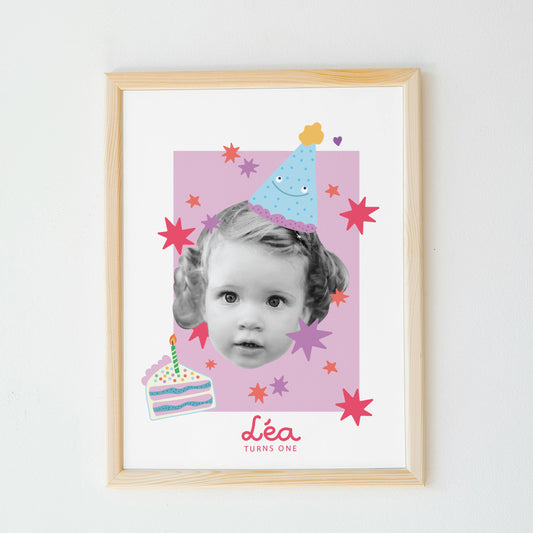 personalised baby portrait for birthday girl